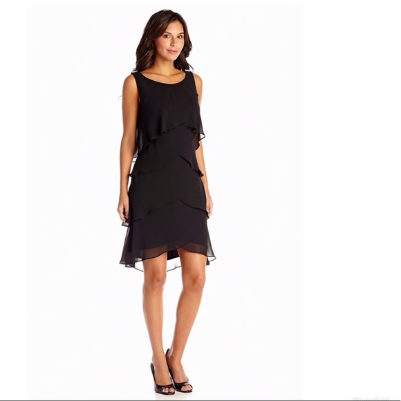 SL Fashions Dresses & Skirts - SLNY Black Tiered A-Line Party Cocktail Dress